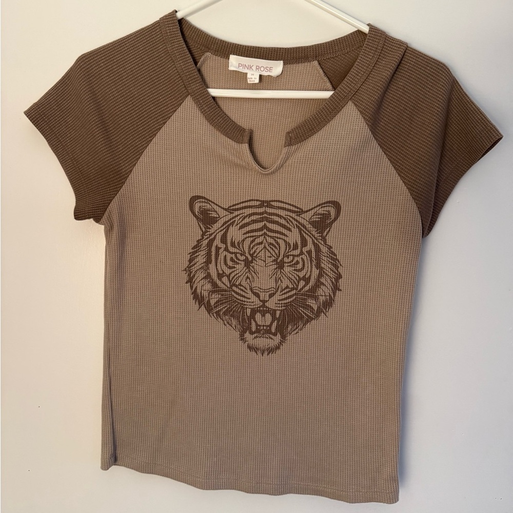 Brown Tiger Print Top